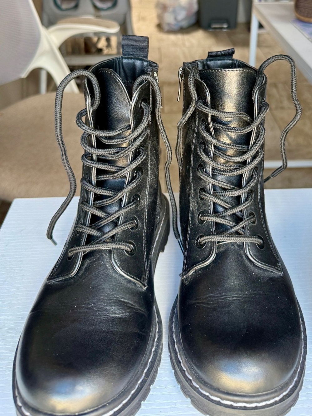 Black Lace-Up Combat Boots 7WW